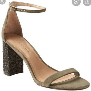 Banana Republic Olive Green Heels with Black Heel